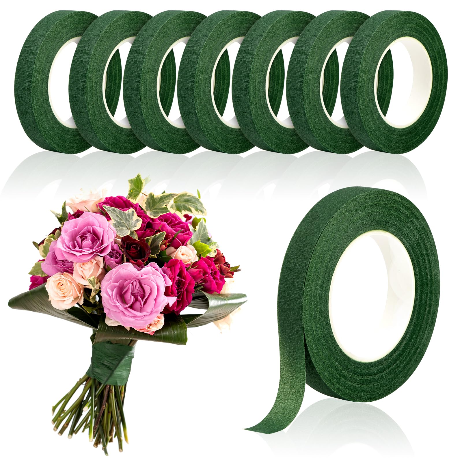 Wedding Supply Decor - شريط زهور أخضر بطول 20 ياردة،
