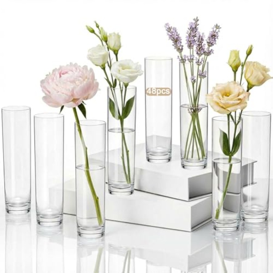Centerpiece Vase Tall - 48 قطعة من أواني الزهور الأكريليكية