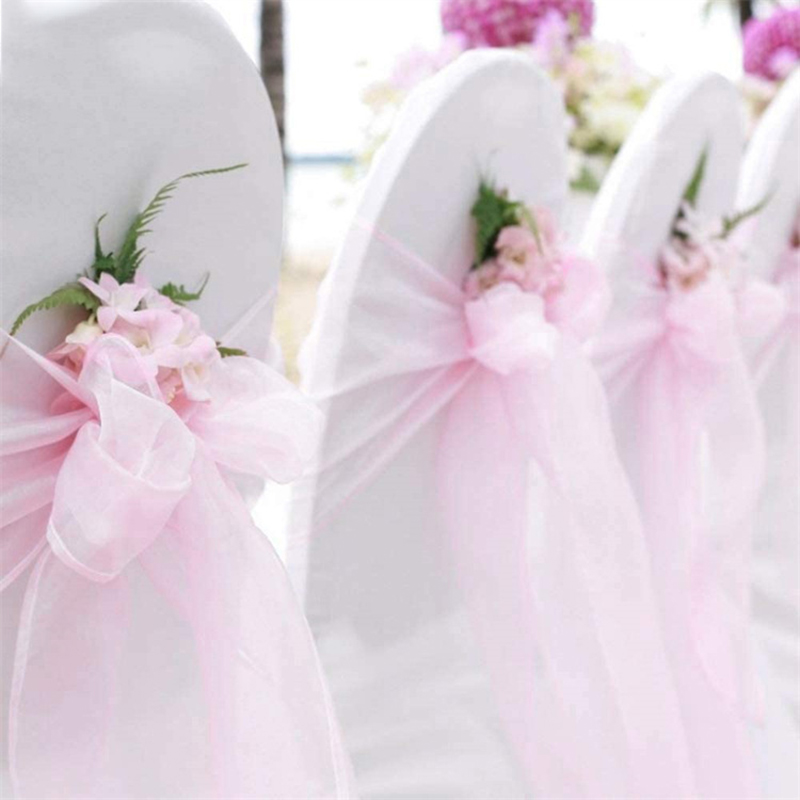 Chair Sash Organza - 10/50/100 قطعة كرسي الزفاف الديكور الأورجانزا