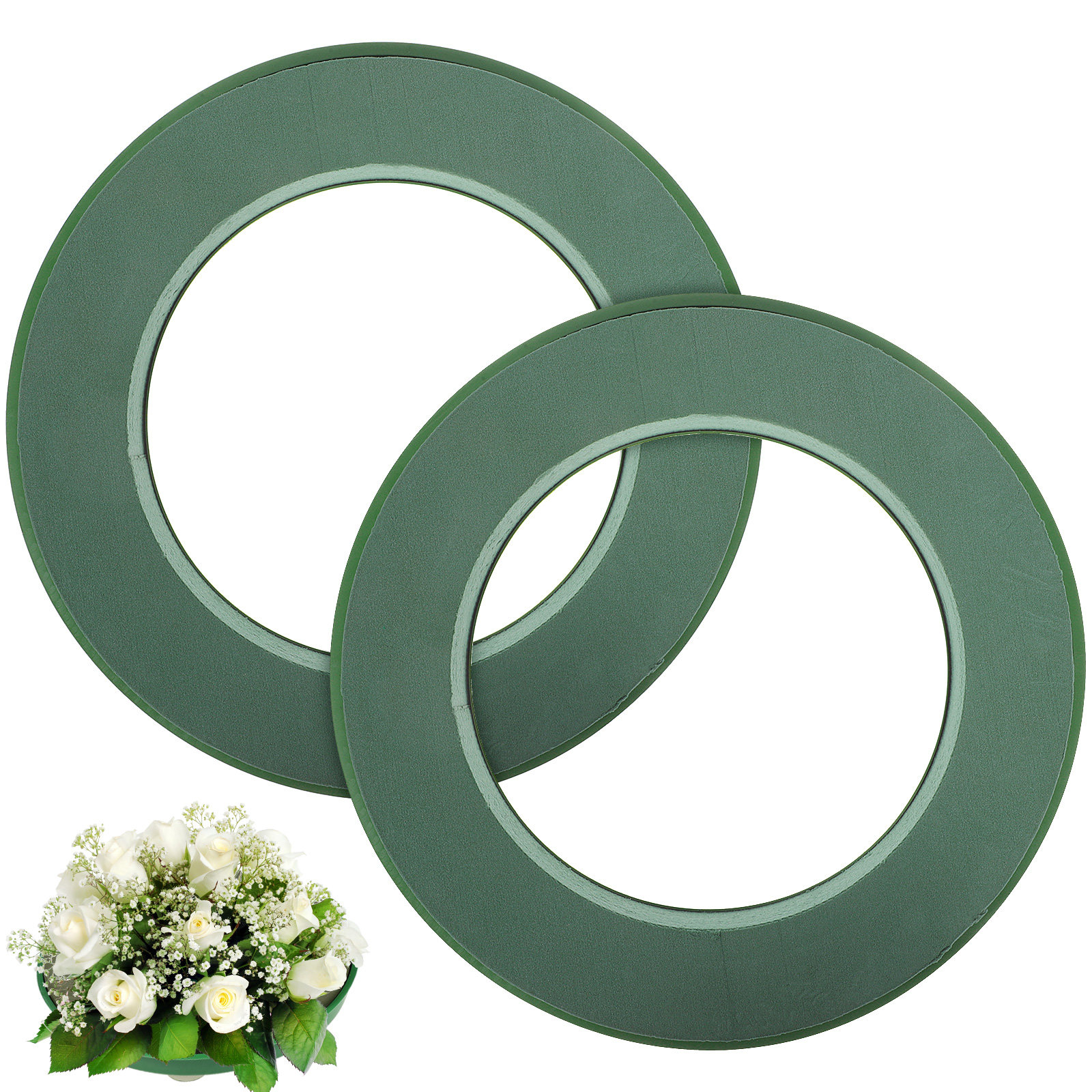 Wedding Supply Decor - قطعتان من حلقات الفوم الزهري الأخضر،