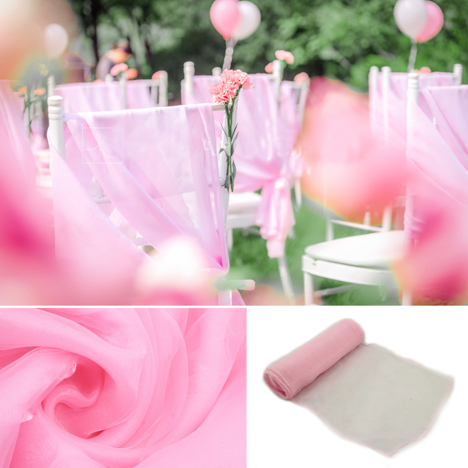 Chair Sash Organza - 1 قطعة كرسي الأورجانزا الزنانير عقدة