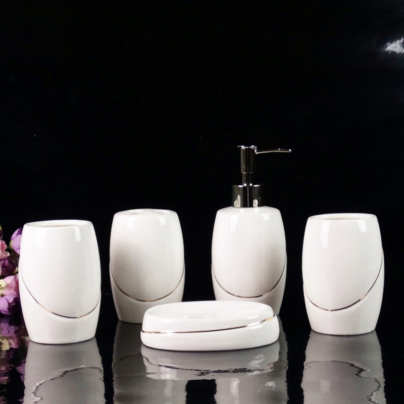 Wedding Bathroom Supply Kit - طقم لوازم الحمام من السيراميك الأبيض/هدية
