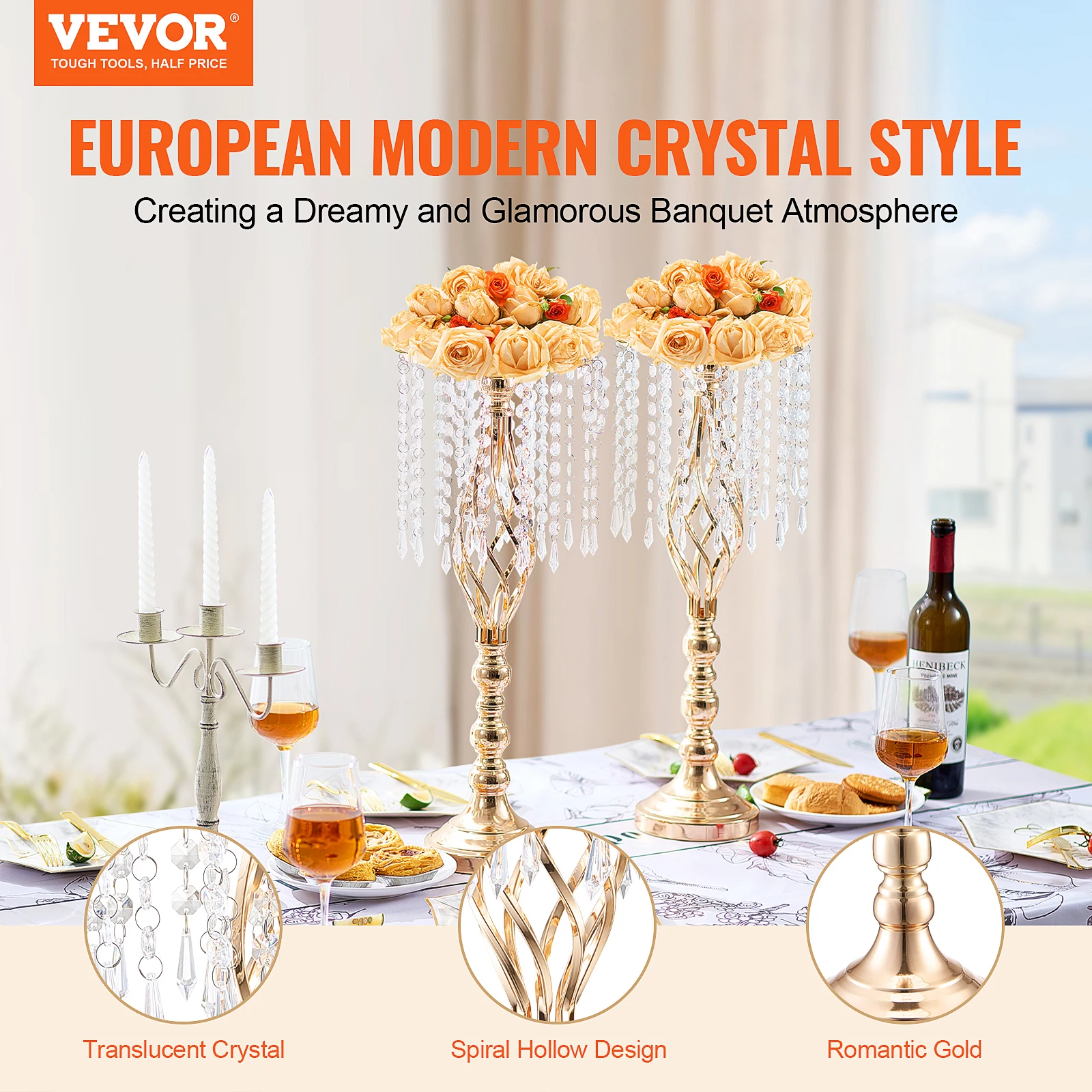 VEVOR طويل القامة كريستال الزف - مراجعة Centerpiece Vase Tall وسعره