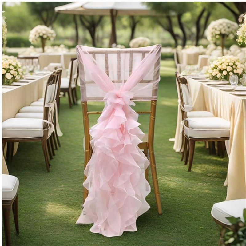 زينة كراسي من الخيزران، غطاء ك - مراجعة Chair Sash Organza وسعره