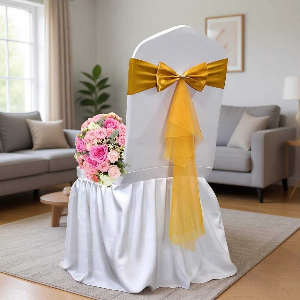 أربطة كراسي من الأورجانزا المط - مراجعة Chair Sash Organza وسعره