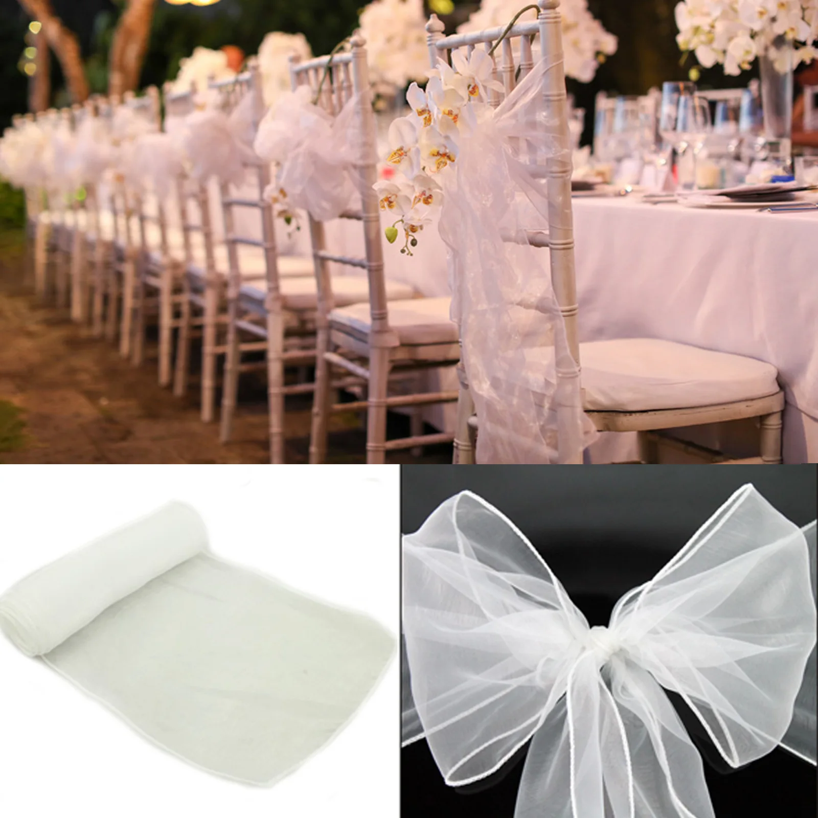 الجملة 10/50 حزمة الأورجانزا م - مراجعة Chair Sash Organza وسعره