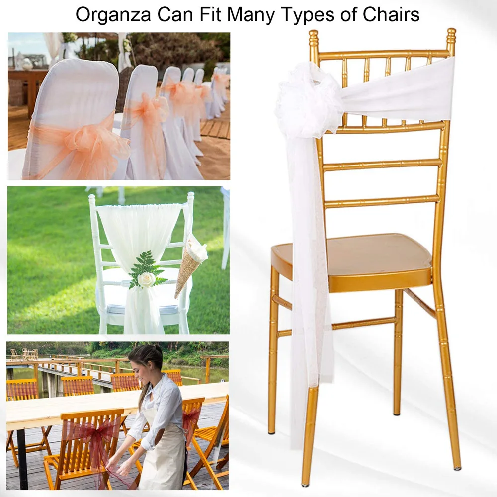 الجملة 10/50 حزمة الأورجانزا م - مراجعة Chair Sash Organza وسعره