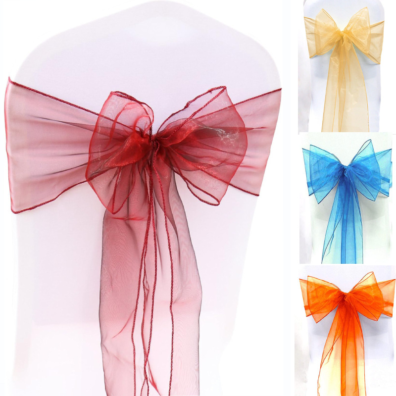 10/50/100 قطعة كرسي الزفاف الد - مراجعة Chair Sash Organza وسعره